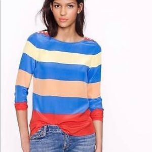 colorblock striped JCREW shirt top 100% SILK